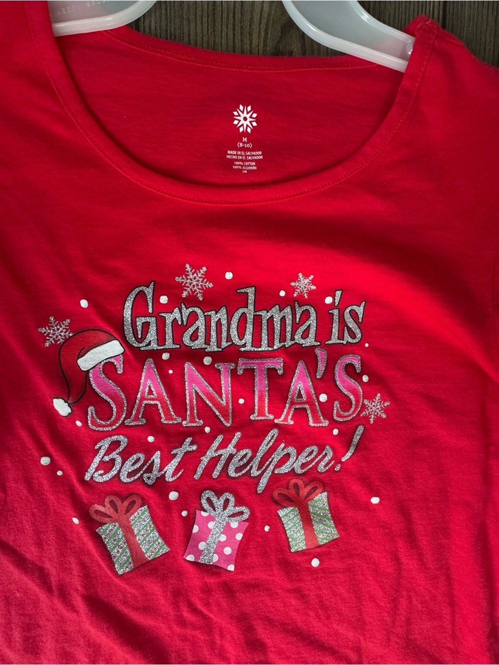 Grandma Is Santa's Best Helper Red Long Sleeve Holiday Tee
